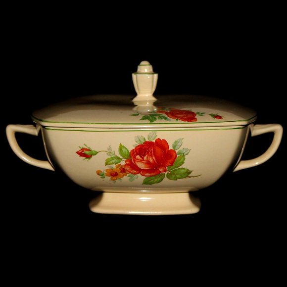 Vintage Madame Gautier Vegetable Bowl From Homer Laughlin | Footed and Lidded - Picture 1 of 8